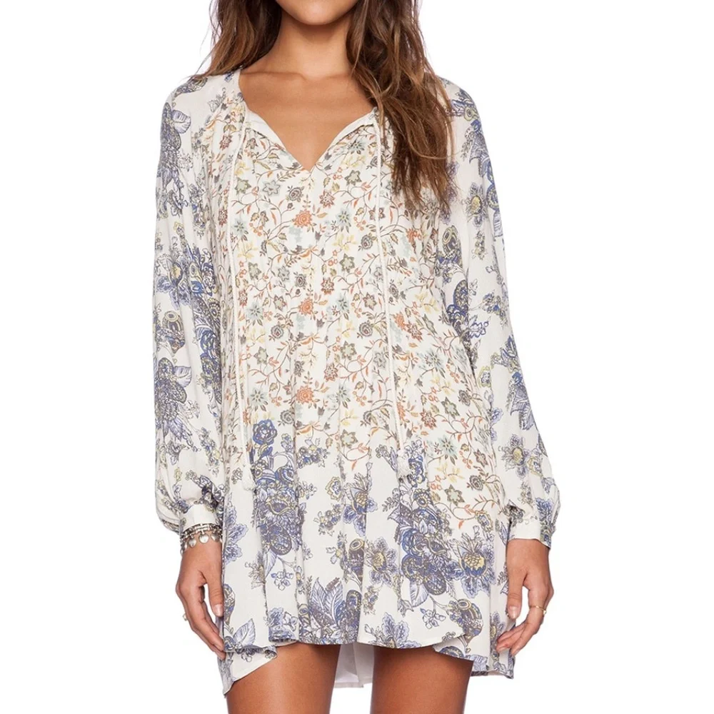 Free People - Lucky Loosey Dress in color Honeysuckle Combo - Picture 1 of 9